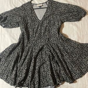 Floral Black and White Dress